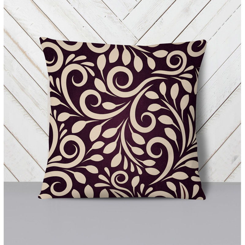 Throw Pillow With Insert, Brown/Red Floral 3, 20"H x 20"W