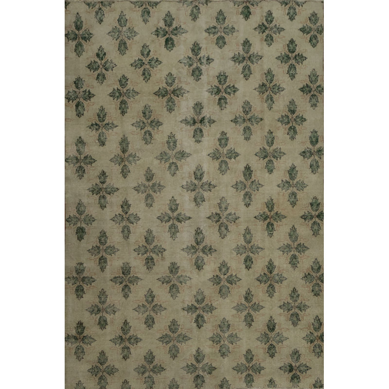 Tapis beige d'inspiration rétro 6 x 9