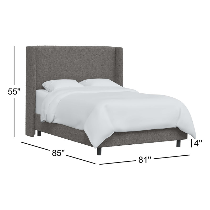 Tilly Upholstered Wingback Bed, King, Fritz Charcoal Stripe