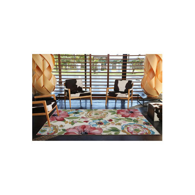 Floral Pattern Woven Base Machine Washable Area Rug