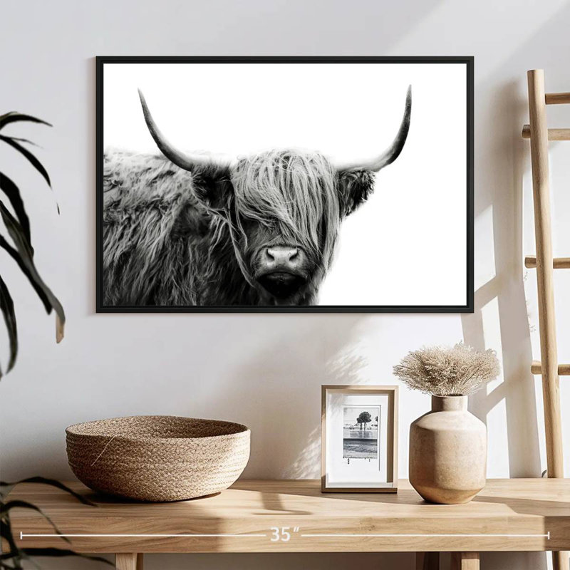 BW Highland Cow, 17" H x 25" W