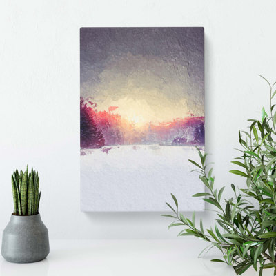 Winter Sunset in Wisconsin - Wrapped Canvas