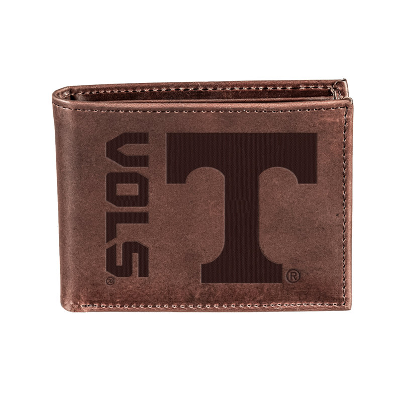 University of Tennessee Brown Bi-Fold Leather Wallet with Gift Box
