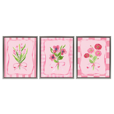 Pretty & Sweet Bordered Flowers 3pc Floating Frame Set, design by Nina Jacobs