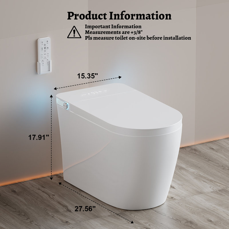 Smart Toilet With Bidet, Auto Open/Close Lid, Comfort Height Smart Toilet, Auto Flush, Bidet Toilet With Heated Seat, Warm Water, Dryer, Digital Display,Night Light