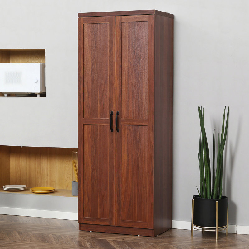 Armoire de rangement autoportante 63 po à 2 portes avec tablettes à 5 niveaux et 2 tablettes réglables pour la salle à manger, brun