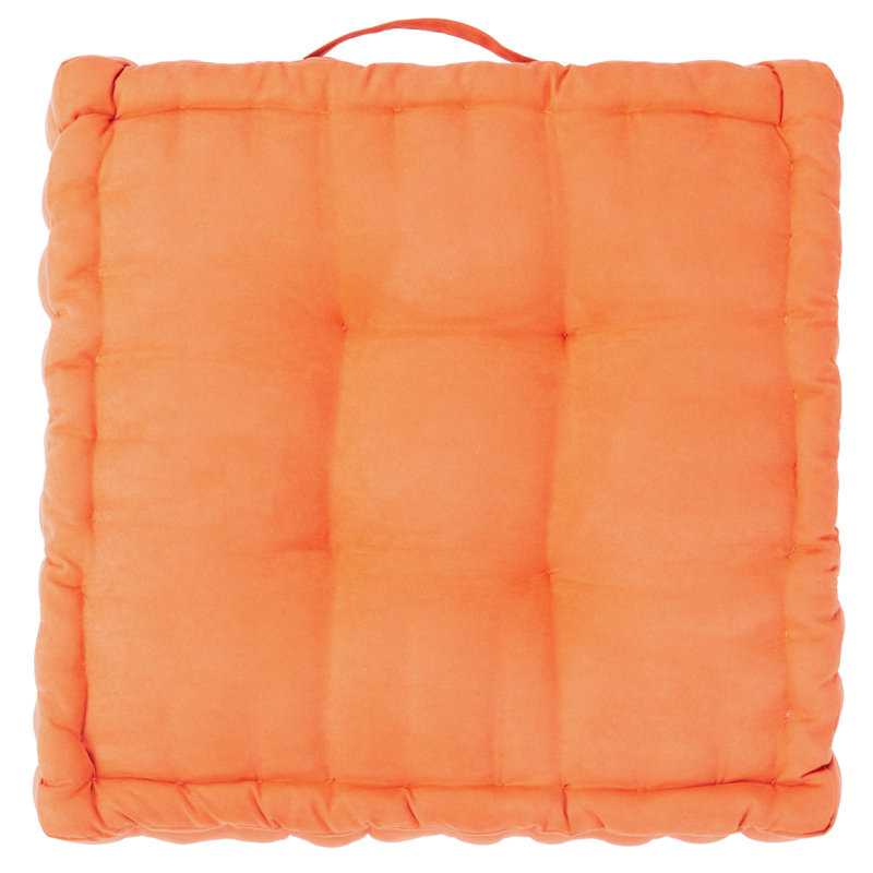 Gardenia Floor Pillow, Orange, 18" H x 18" W