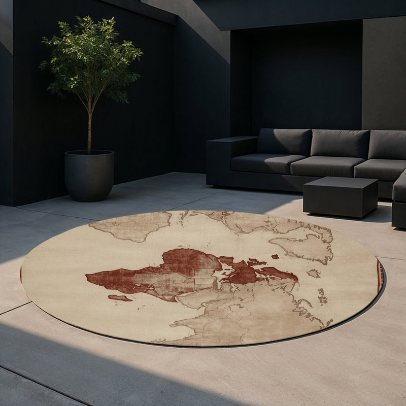 Geometric Balance Indoor And Outdoor Area Rug, Round 5'
