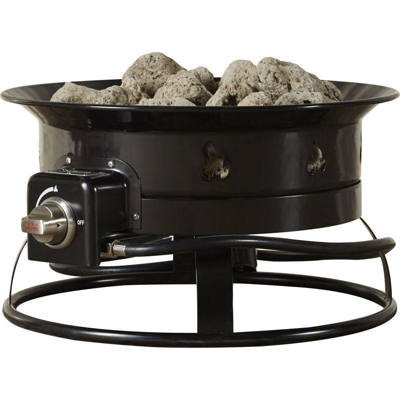 Portable Black Gas Fire Pit with Adjustable Heat