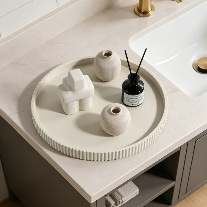Accessoires de meuble-lavabo en silicone pour plateau de salle de bain en silicone, L 10 po x P 10 po x H 0,8 po, Beige