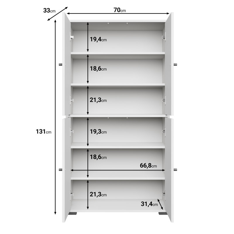 Temia 20, Wardrobe Cabinet, White