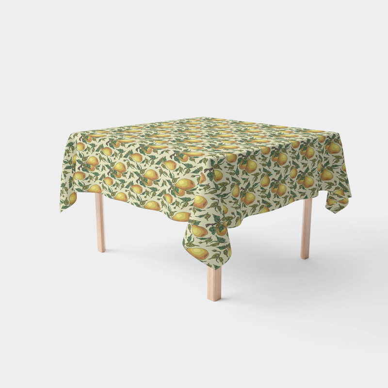 Square Tablecloth, 100% Cotton, 52X52", Painted Pear Tree, 52" L x 52" W