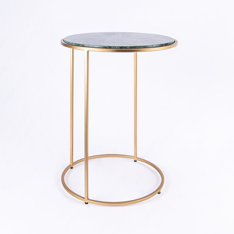 Nikelle Marble Top End Table, Green, Gold