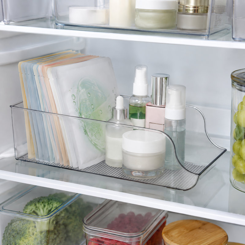 Clear PET Plastic Refrigerator Organizer Bin, Stackable Storage Container for Fridge, Pantry, Kitchen