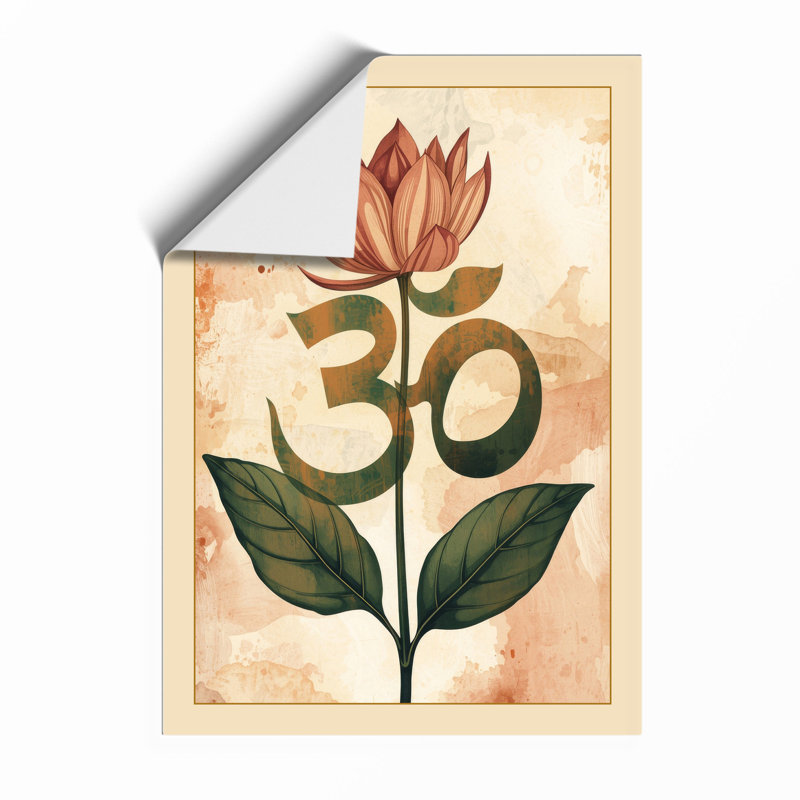 Sacred Lotus Om Botanical - Framed Print, A2 - 59.4 x 42.0 cm, Unframed