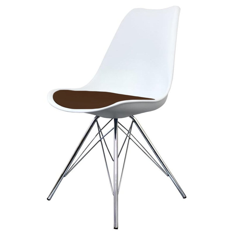 Topeka 45cm H Upholstered Side Chair, White/Brown