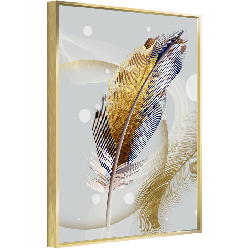 Toile abstraite, art mural encadré en aluminium doré prêt à être accroché 30, H 16 po x l 12 po x P 1,6 po
