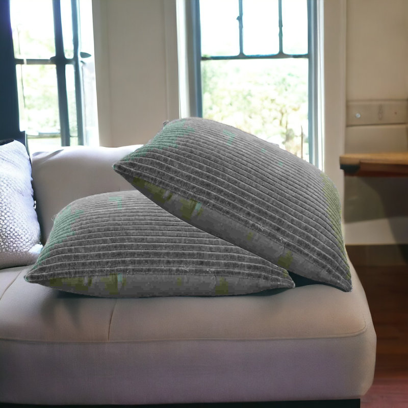 Ingvald Striped Square Cushion, Green