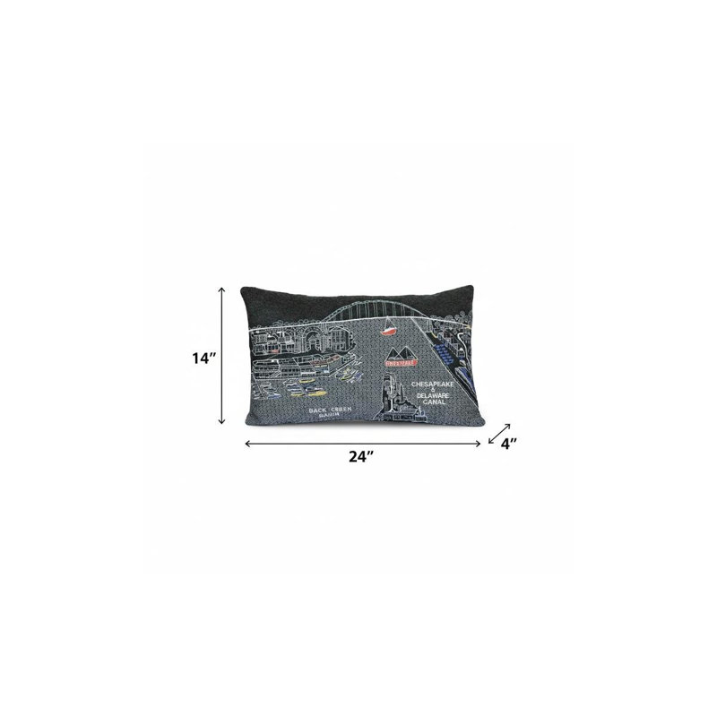 Coussin lombaire 14 po x 24 po gris foncé et blanc Chesapeake, gris, 14 po x 24 po