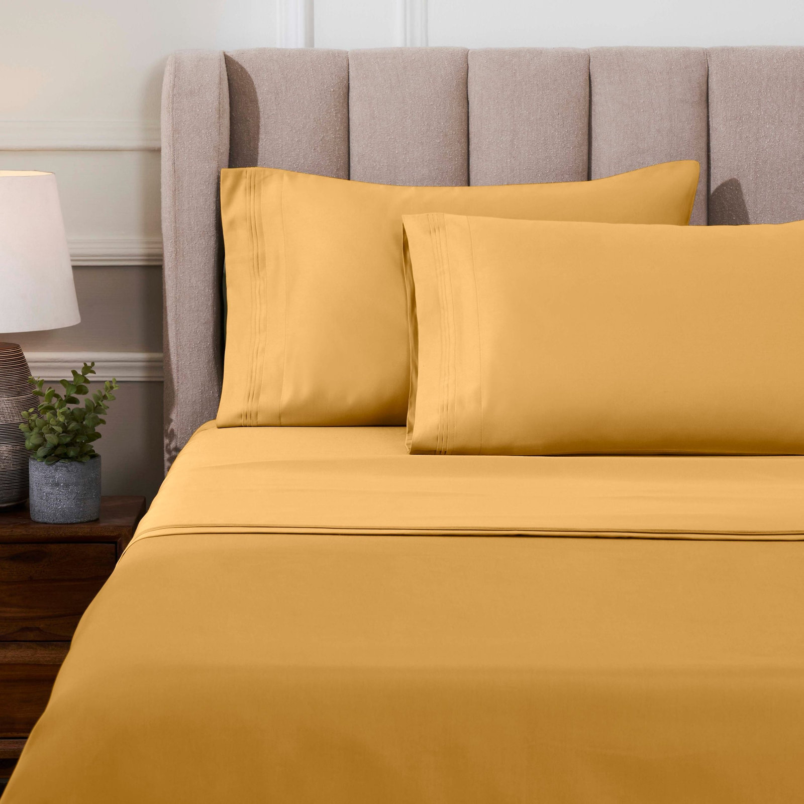 Simba Luxury 1000 Thread Count Egyptian-Quality Cotton Sateen Sheet / Pillowcase Set Collection, Gold