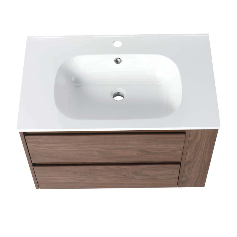 Tylisa 29.72'' Single Bathroom Vanity with Acrylic Top, Brown Oak