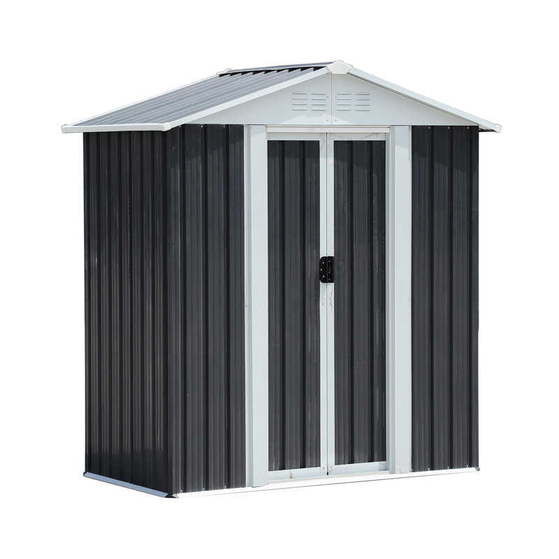 5X3 Feet Dark Grey Outdoor Storage Shed With Aluminum Alloy Frame, Dark Gray