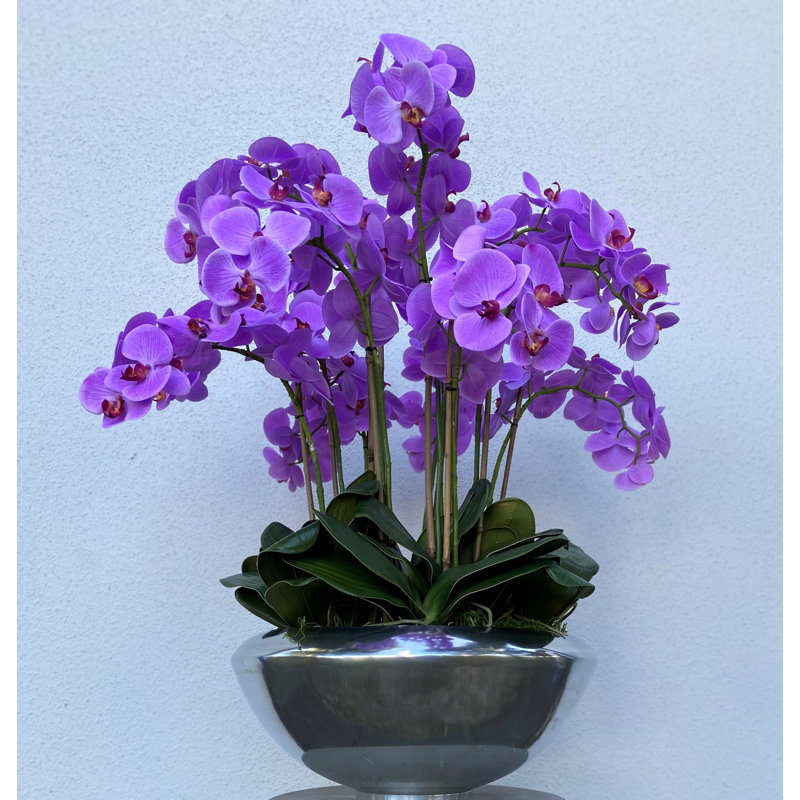 Orchid Floral Arrangement in Planter, Light Purple