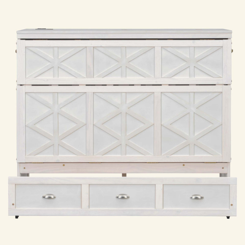 Lit escamotable avec grands tiroirs Murphy, White