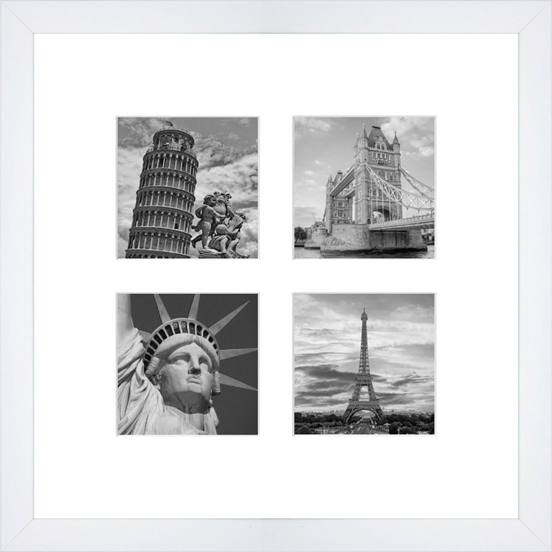 Lambertus Wood Picture Frame with Mat, White