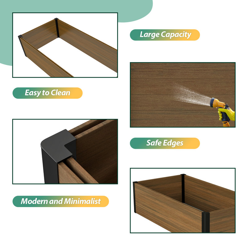 47.6" X 23.7" X 12.2" Composite Raised Garden Bed, Brown