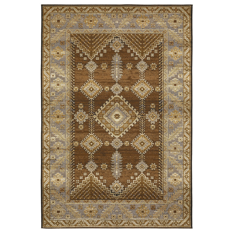 Arjay Faded Nomadic Brown/ Grey Indoor-Outdoor Rug, Rectangle 5'3" x 7'7"