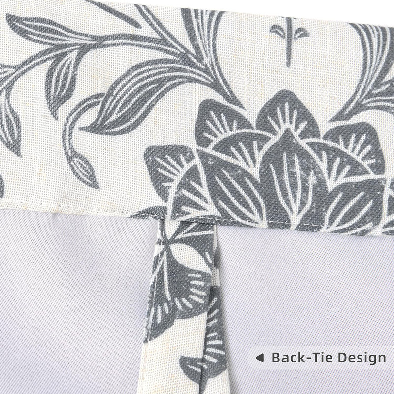 Twyla Blackout Tie Up Curtain Single Panel, Ivory/Grey