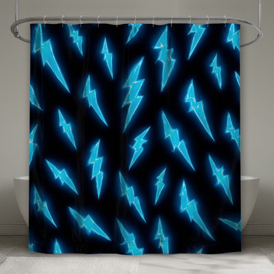 Rideaux de douche bleus éclair très longs