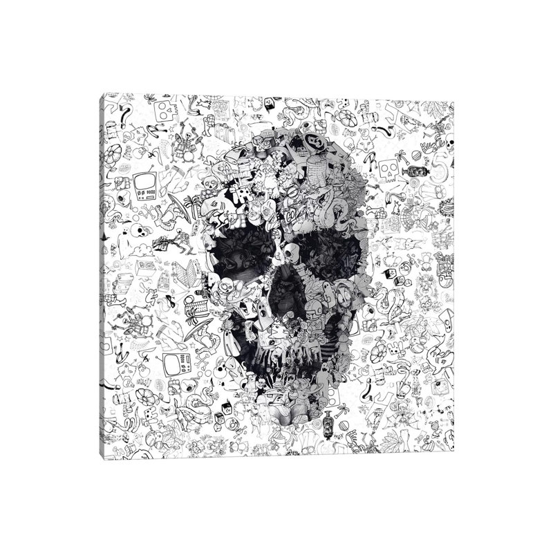 Doodle Skull, Square by Ali Gulec - Wrapped Canvas Print, 45.72 cm H x 45.72 cm W x 3.175 cm D