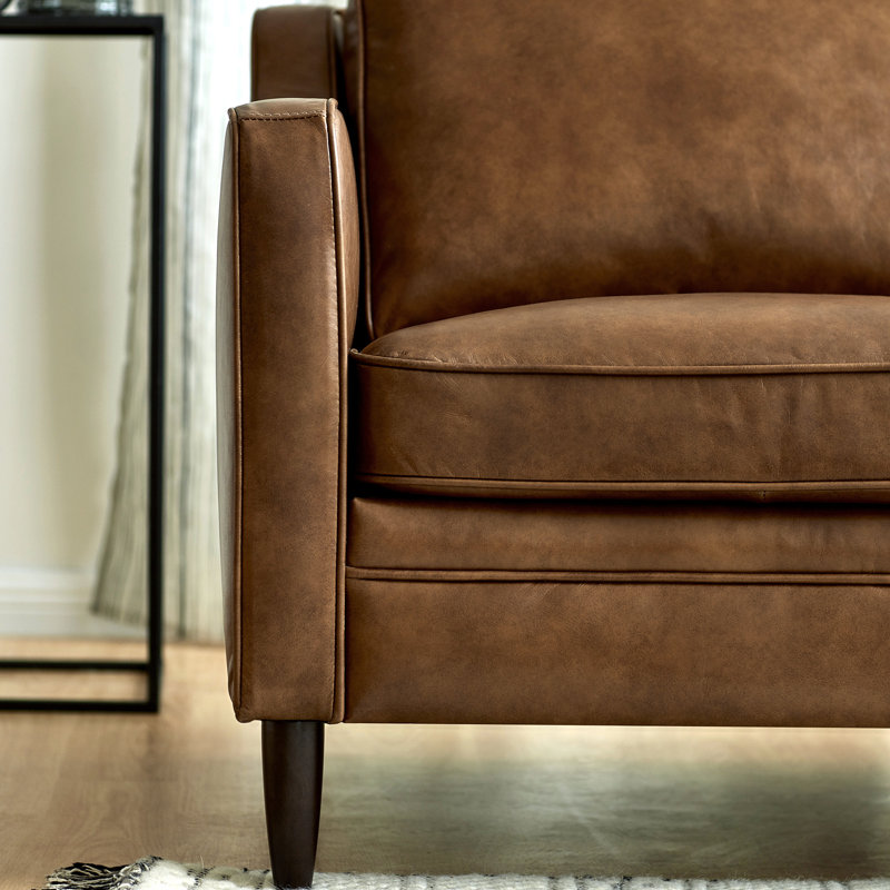 Fauteuil d'appoint Ashtabula, Cuir véritable brun fourrure