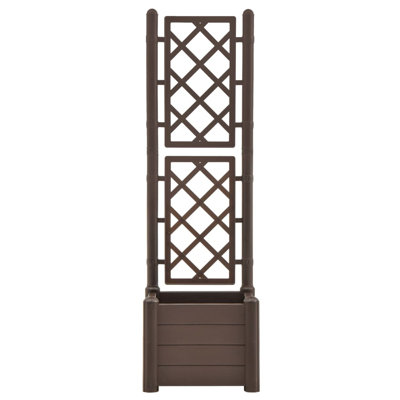 vidaXL Garden Raised Bed with Trellis, Raised Bed for Flowers and Plants, Planter with Drainage Hole, Outdoor and Indoor Use, PP