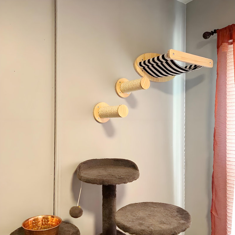 Cat Hammock with 2 Scratching Posts on Wall