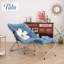 Fauteuil Saucer avec repose-pieds, chaise d'appoint pliante en fausse fourrure-92360809