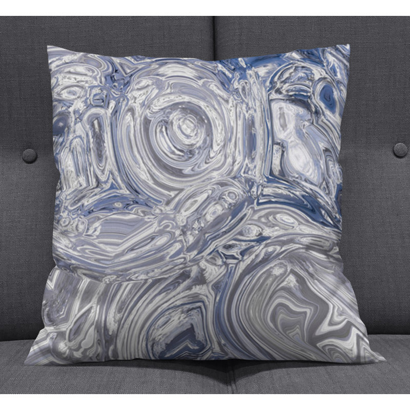 Throw Pillow With Insert, Blue/Gray Abstract 6, 20"H x 20"W