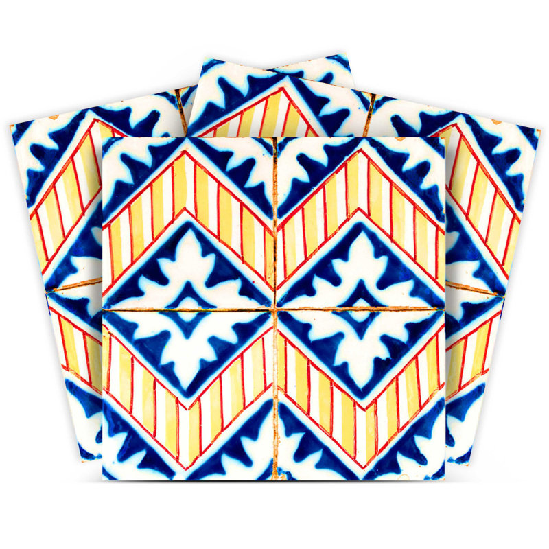 Carreaux autocollants 12 po x 12 po bleu jaune