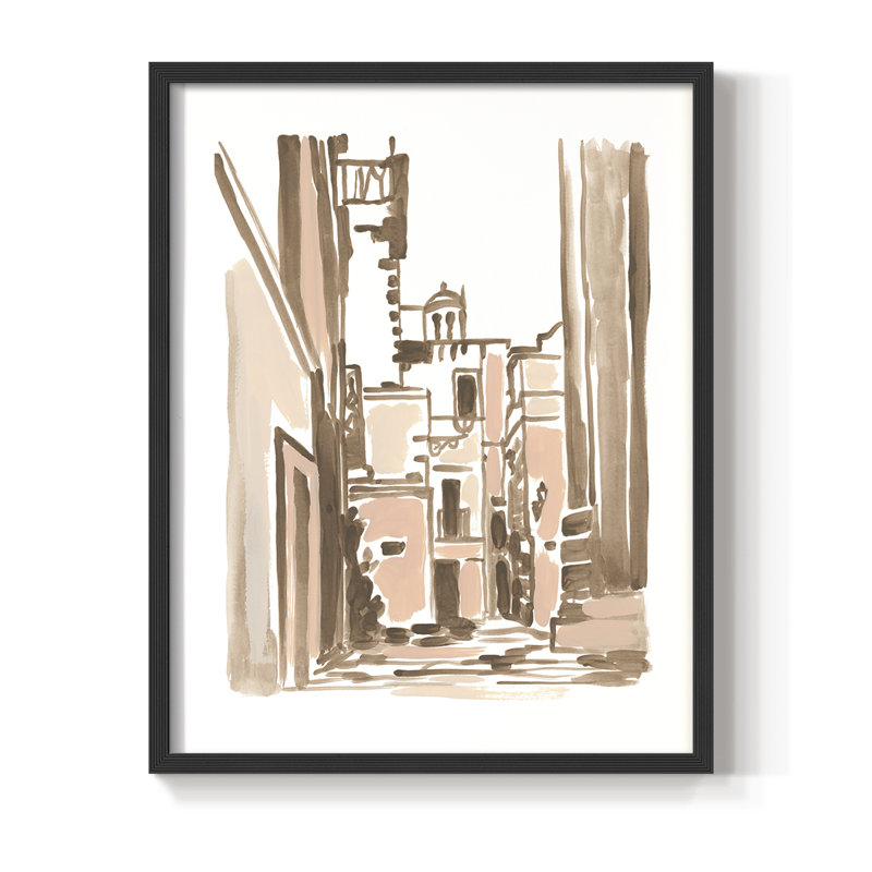 Blush Architecture Study II, reproduction encadrée - bois massif, Noir, H 28 po x l 22 po