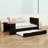 Stylish Wood Daybed with Trundle, Desk, LED Lights and USB Charging System-1684235506