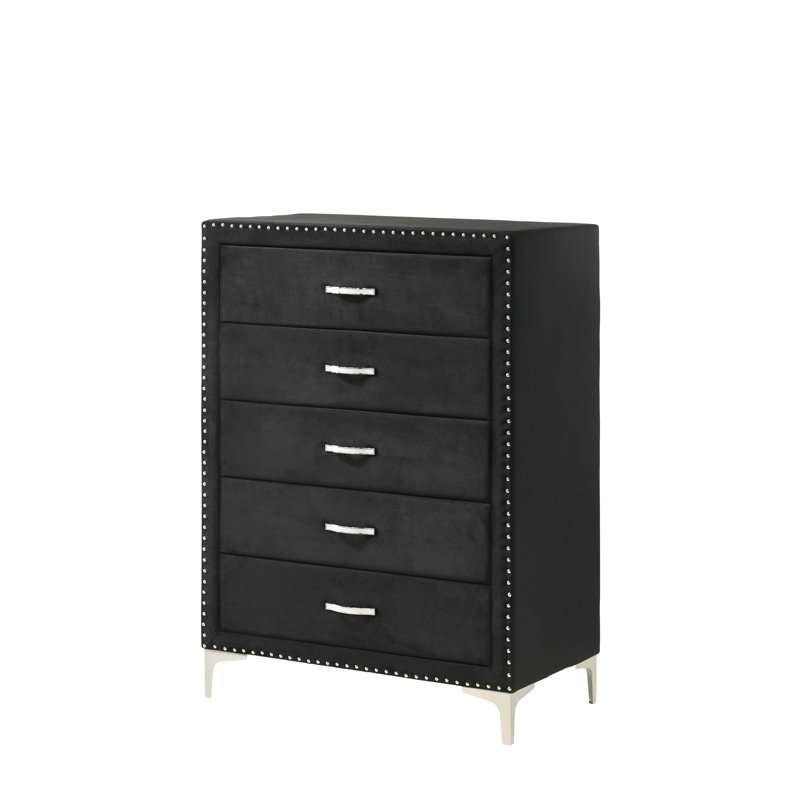 Mobilier de chambre à coucher 1 pièce à 5 tiroirs Glam Style