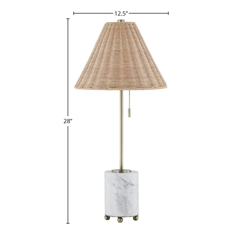 Judith 28" Buffet Lamp with Linen Shade, Marble