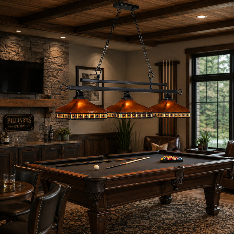 Luminaire suspendu linéaire pour table de billard à 3 lumières Shemar par RAM Game Room