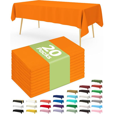 Plastic Table Cloth Disposable 20 Pack, 84'' Round Table Cloths, Halloween Party, Thanksgiving Decorations, Harvest, Fall Tablecloths, Round Tables, Leakproof & Sturdy, Orange