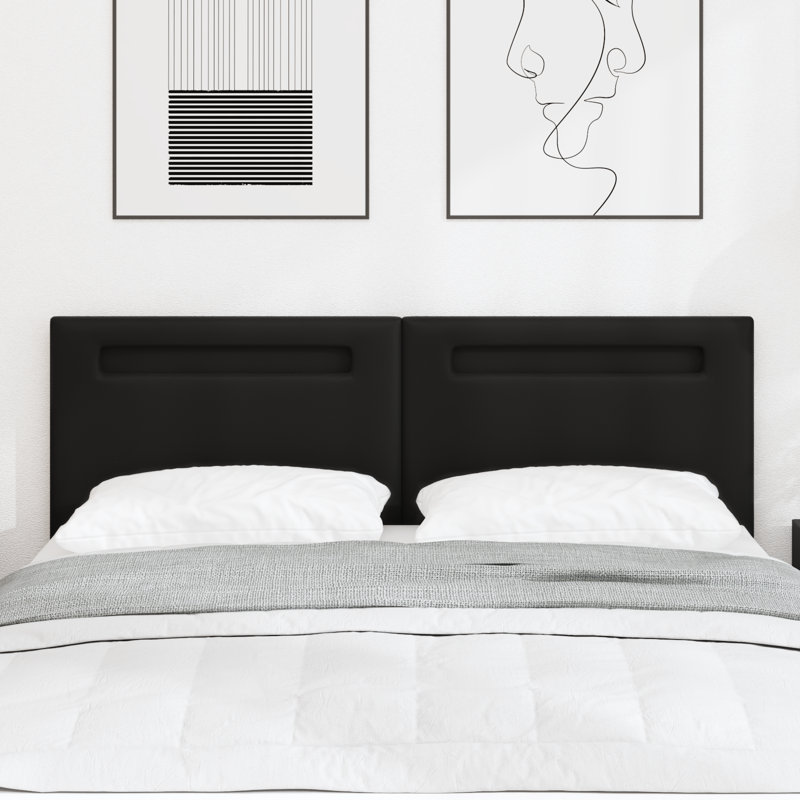 Headboard Plain Design Faux Leather, Black, 98cm H x 160cm W x 5cm D, European Kingsize (160 x 200 cm)
