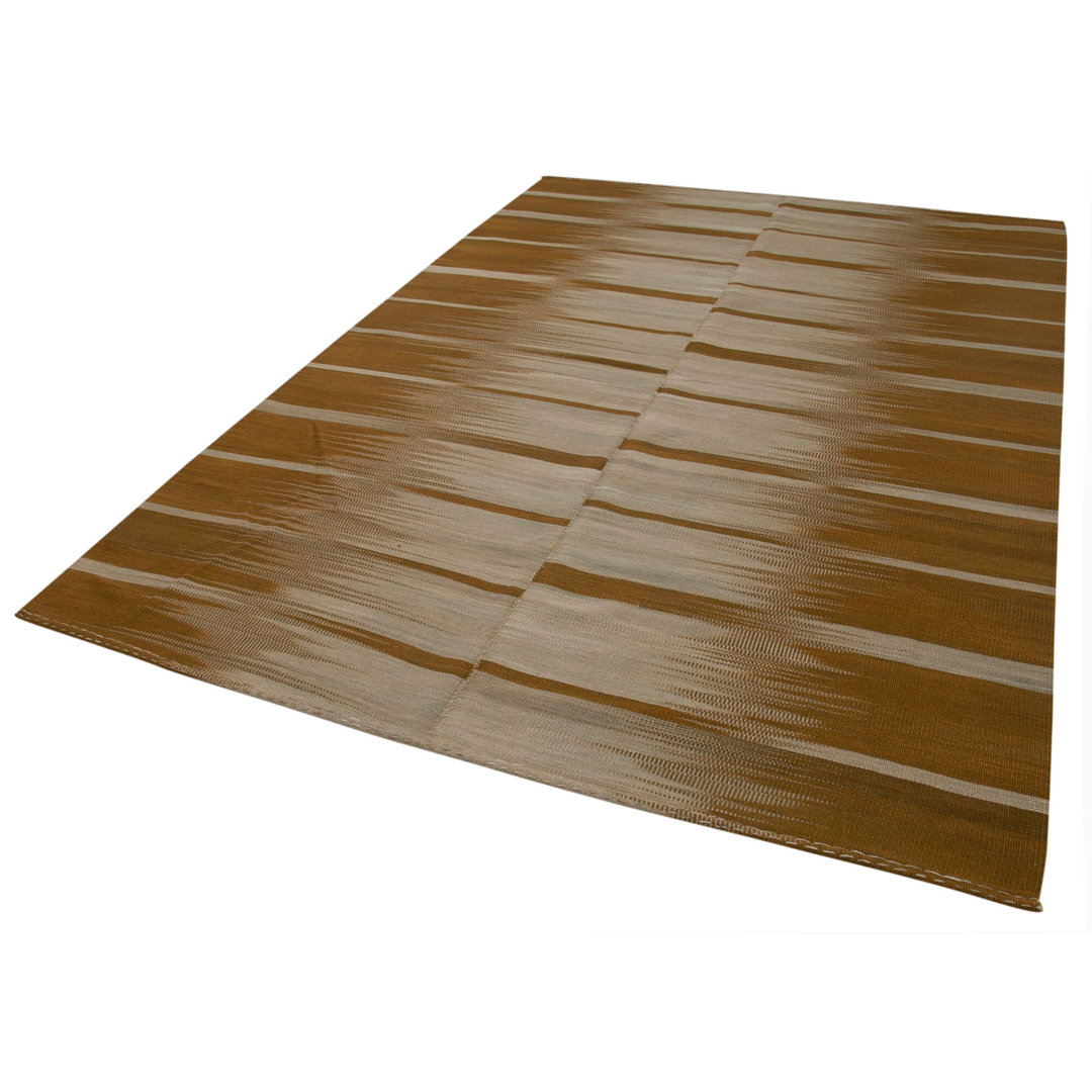 Degrade Kilim Brown Striped Wool Handmade Area Rug