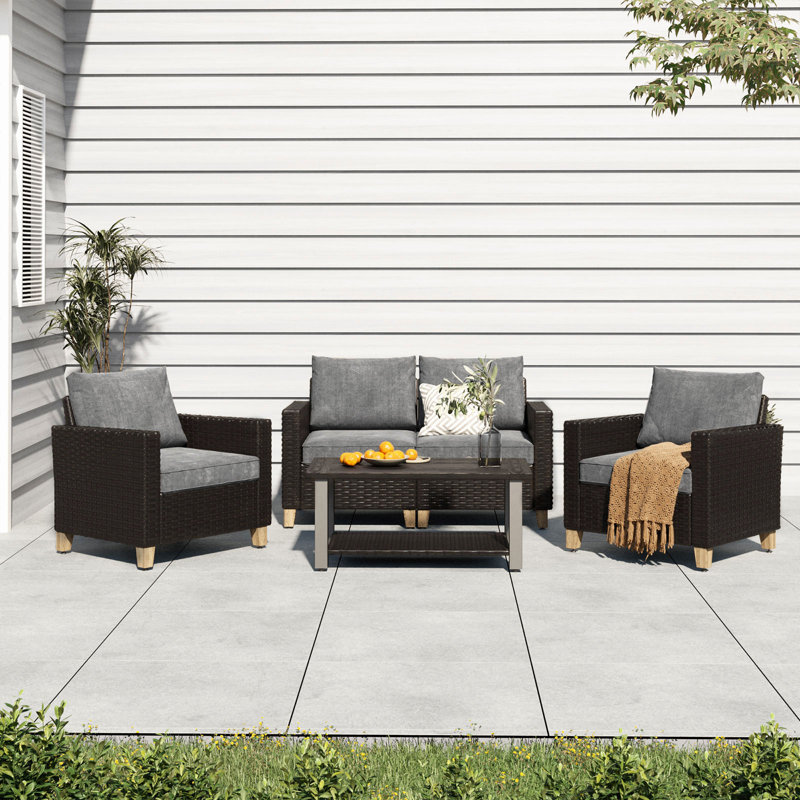 Thristian 4 - Person Patio Conversation Set with Cushions