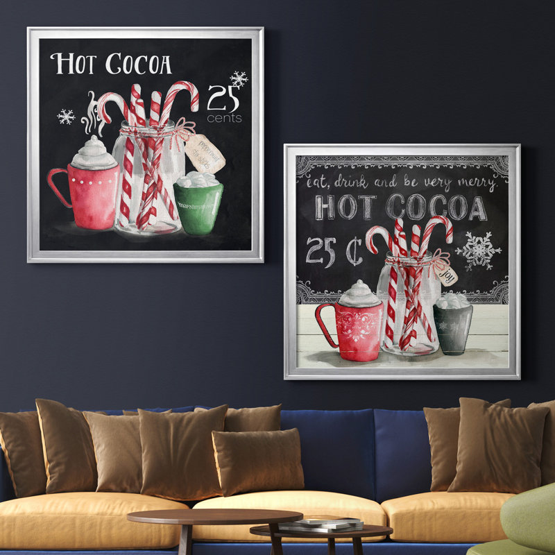 Cocoa Chalk - ensemble de 2 reproductions d'art textuel, H 34,5 po x l 69 po x P 1,5 po, Toile avec cadre argenté